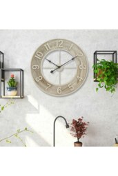 Rackhams 60cm Round Arabic Numerals Woodgrain Wall Clock - Natural - thumbnail 3
