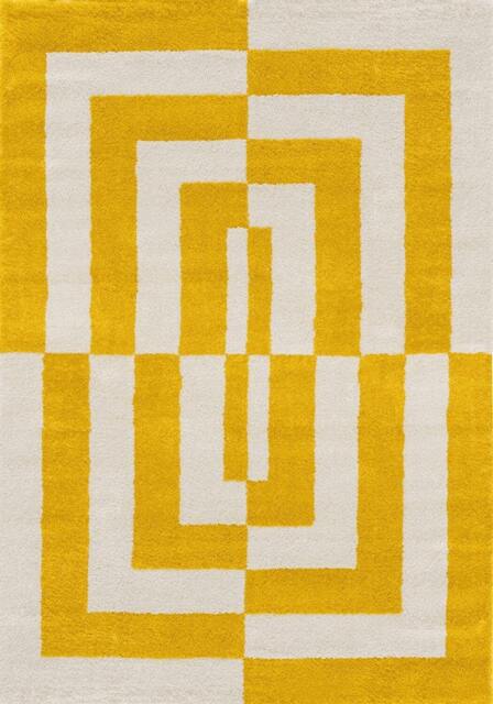 Rackhams Joli Geometric Yellow & White Rug - 160X230 cm - image 1