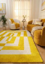 Rackhams Joli Geometric Yellow & White Rug - 160X230 cm - thumbnail 2