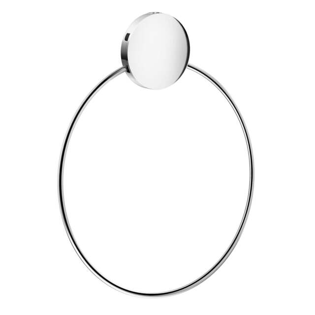 Rackhams Chromed Stainless Steel (W)17.2cm Bathroom Towel Ring Self Adhesive Wall Mounted - image 1