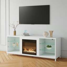 "Rackhams Freestanding TV Stand Entertainment Center with 18"" Fireplace"