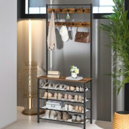 Rackhams Coat Rack Stand With 5 Tier Shoe Bench - thumbnail 4