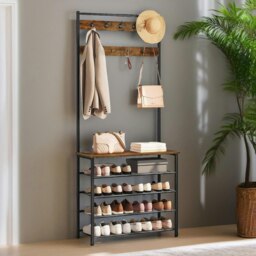 Rackhams Coat Rack Stand With 5 Tier Shoe Bench - thumbnail 2