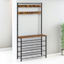 Rackhams Coat Rack Stand With 5 Tier Shoe Bench - thumbnail 6