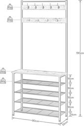 Rackhams Coat Rack Stand With 5 Tier Shoe Bench - thumbnail 5