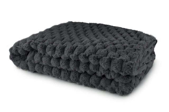 Rackhams Lush Faux Rabbit Fur Throw - Black - 140x180cm - image 1