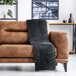 Rackhams Lush Faux Rabbit Fur Throw - Black - 140x180cm - thumbnail 3