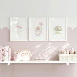 Rackhams Prints For Nursery - Set of 3 wall art prints - 20 x 30 in / 50 x 76 cm - Satin Photo paper 280 gsm - Oak Frame - thumbnail 3