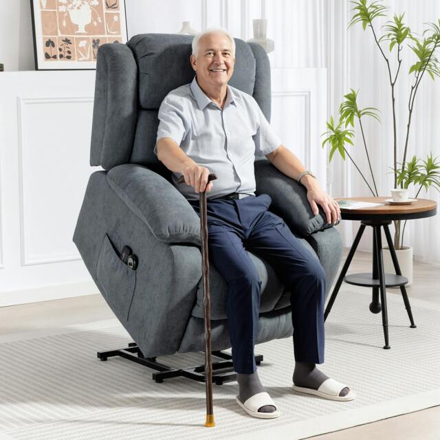 Rackhams Power Lift Recliner Chair, Lift Chair for Elderly with Massage, Brown - 91W x 93D x 103Hcm - Grey - image 1