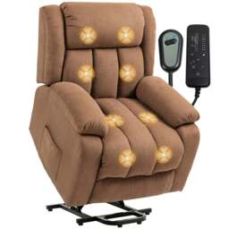 Rackhams Power Lift Recliner Chair, Lift Chair for Elderly with Massage, Brown - 91W x 93D x 103Hcm - Grey - thumbnail 2