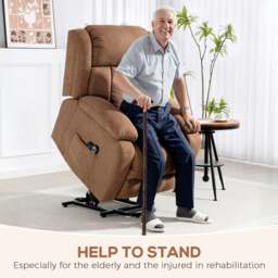 Rackhams Power Lift Recliner Chair, Lift Chair for Elderly with Massage, Brown - 91W x 93D x 103Hcm - Grey - thumbnail 5