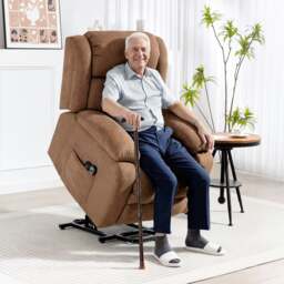 Rackhams Power Lift Recliner Chair, Lift Chair for Elderly with Massage, Brown - 91W x 93D x 103Hcm - Grey - thumbnail 4