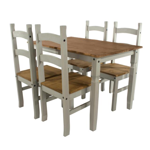 Rackhams Corona 5-Piece Rustic Spacious Dining Set - Grey Wax - image 1
