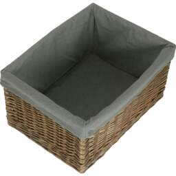 Rackhams Antique Wash Grey Cotton Grey Lined Wicker Storage Baskets - Extra Large