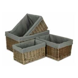 Rackhams Antique Wash Grey Cotton Grey Lined Wicker Storage Baskets - Extra Large - thumbnail 2
