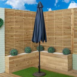 Rackhams 2.7m Havana Garden Patio Parasol with Crank Handle and Cover in Blue - thumbnail 2