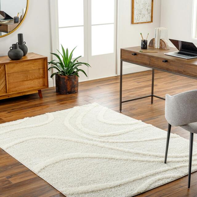 Rackhams Rodos-Modern Beige White Soft Plush Pile Rug - 160 x 213 cm - image 1