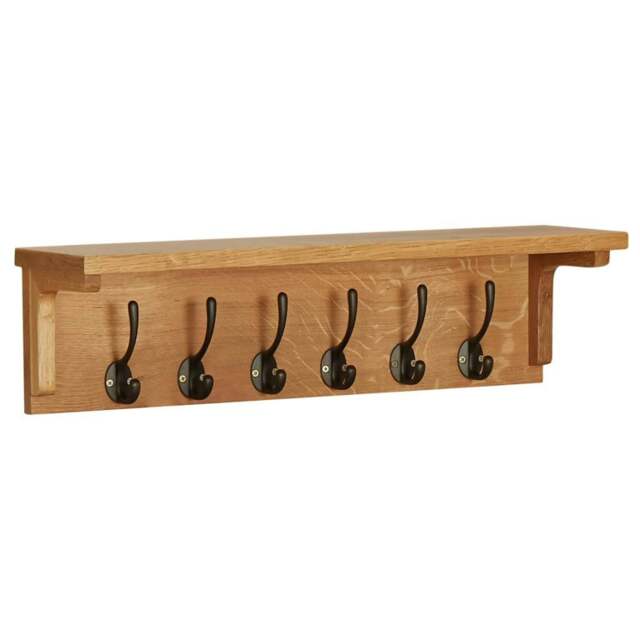 Rackhams Coat Rack 60x16x16 cm Solid Oak Wood