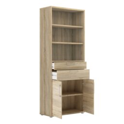 Rackhams Prima Bookcase 3 Shelves with 2 Drawers 2 Doors in Oak - Oak Effect - Wood - 1 - thumbnail 4