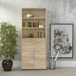 Rackhams Prima Bookcase 3 Shelves with 2 Drawers 2 Doors in Oak - Oak Effect - Wood - 1 - thumbnail 6
