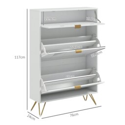 Rackhams Slim Shoe Storage Cabinet with Flip Drawers for Entryway, Hallway, White - White - thumbnail 5