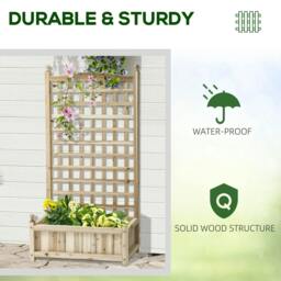 Rackhams Garden Planters with Trellis for Climbing Vines, Wood Raised Beds for Garden, Flower Pot, Indoor Outdoor, Natural - thumbnail 6