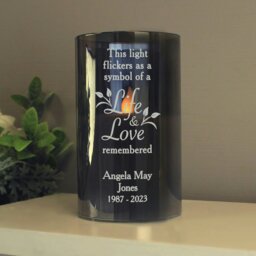 Rackhams Personalised Life & Love Memorial Smoked LED Candle - thumbnail 1