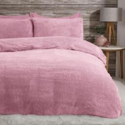 Rackhams Teddy Plain Duvet Cover and Pillowcase Set - Mauve - Super King (220cm x 260cm) - thumbnail 3