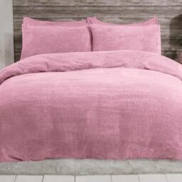 Rackhams Teddy Plain Duvet Cover and Pillowcase Set - Mauve - Super King (220cm x 260cm) - thumbnail 1