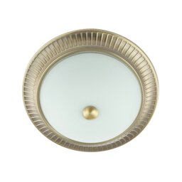 Rackhams Traditional Antique Brass Flush Ceiling Light Fitting with White Glass Diffuser - thumbnail 4