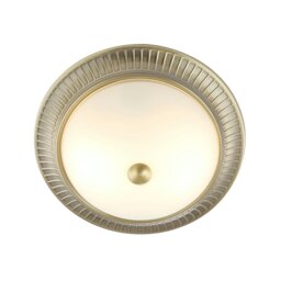 Rackhams Traditional Antique Brass Flush Ceiling Light Fitting with White Glass Diffuser - thumbnail 5