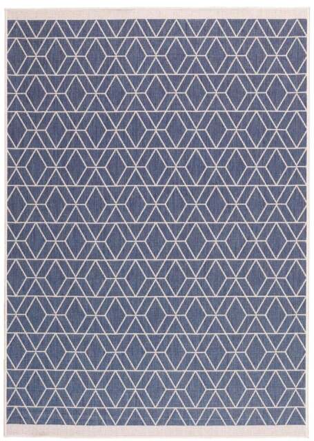 Rackhams Duo Weave Outdoor Blue & Cream Rug Diamond - 160X230 cm - image 1