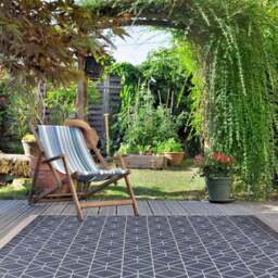 Rackhams Duo Weave Outdoor Blue & Cream Rug Diamond - 160X230 cm - thumbnail 4