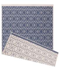Rackhams Duo Weave Outdoor Blue & Cream Rug Diamond - 160X230 cm - thumbnail 3