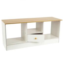 Rackhams 90CM Wooden TV Cabinet 3 Tier Shelf Living Room Media Storage TV Unit Stand - Wood - White