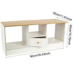 Rackhams 90CM Wooden TV Cabinet 3 Tier Shelf Living Room Media Storage TV Unit Stand - Wood - White - thumbnail 3