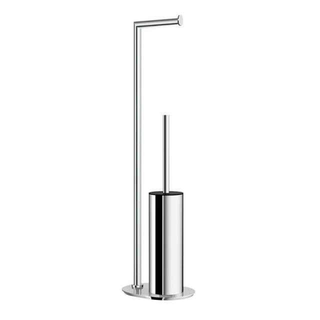 Rackhams Polished Stainless Steel Freestanding Toilet Roll and Toilet Brush Holders - image 1