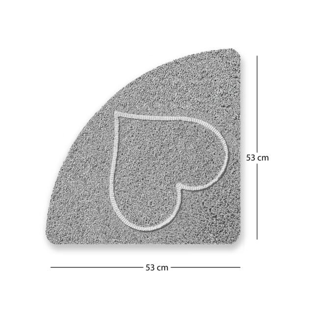 Rackhams Embossed Spaghetti Loofah Anti Slip Shower Mat - Heart - Quadrant 53x53cm