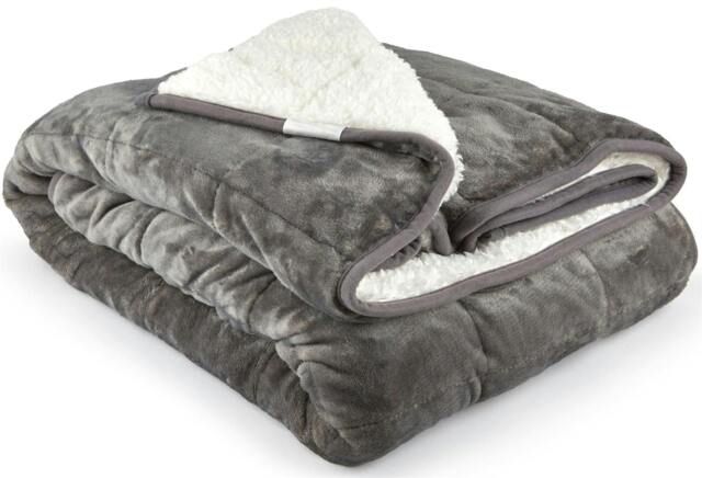 Rackhams Weighted Sherpa Blanket 7kg - Grey - image 1