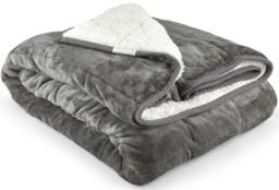 Rackhams Weighted Sherpa Blanket 7kg - Grey - thumbnail 1