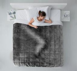 Rackhams Weighted Sherpa Blanket 7kg - Grey - thumbnail 3