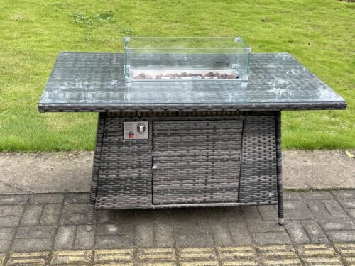 Rackhams Outdoor Rattan Gas Fire Pit Dining Table - Dark Grey - image 1