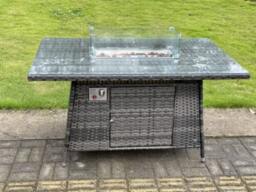 Rackhams Outdoor Rattan Gas Fire Pit Dining Table - Dark Grey