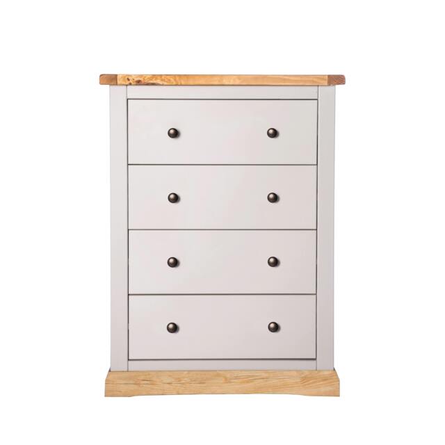 Rackhams Bomporto 4 Drawer Chest of Drawers Brass Knob - Light Grey - image 1