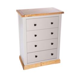 Rackhams Bomporto 4 Drawer Chest of Drawers Brass Knob - Light Grey - thumbnail 3