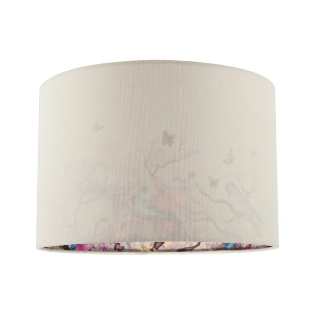 Rackhams Cream Linen Fabric Lamp Shade with Inner Cotton Colourful Floral Print - image 1