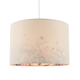 Rackhams Cream Linen Fabric Lamp Shade with Inner Cotton Colourful Floral Print - thumbnail 2