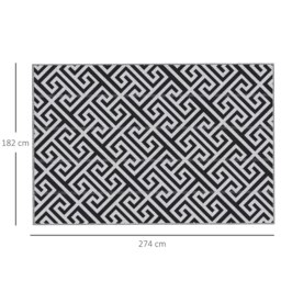 Rackhams 182x274cm Reversible Outdoor Rug Portable Plastic Straw RV Camping Mat - 182cm x 274cm x 0.3cm - Black and White - 1 - thumbnail 5