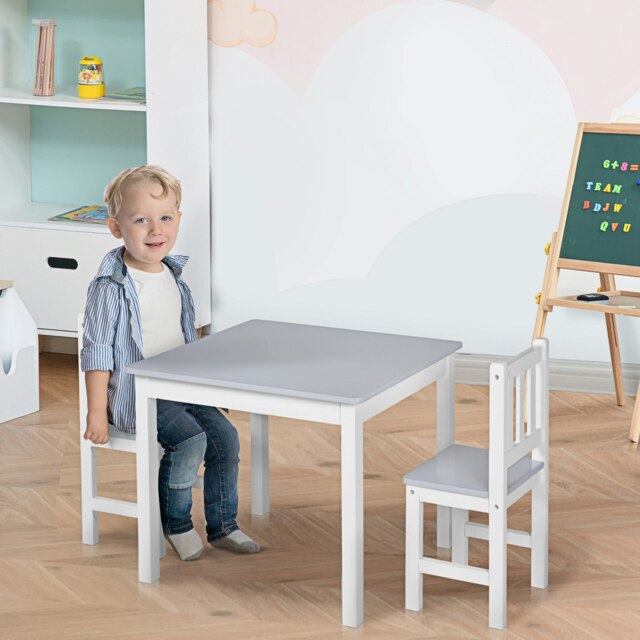 Rackhams Kids Table and 2 Chairs Set 3 Pieces Toddler Multi-usage Desk Indoor Grey - image 1