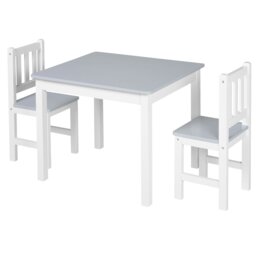 Rackhams Kids Table and 2 Chairs Set 3 Pieces Toddler Multi-usage Desk Indoor Grey - thumbnail 2
